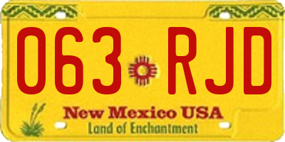 NM license plate 063RJD