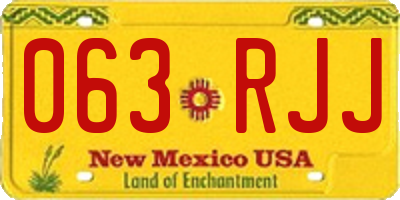 NM license plate 063RJJ