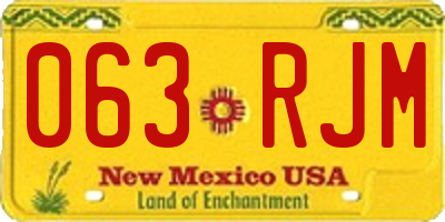 NM license plate 063RJM