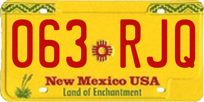 NM license plate 063RJQ