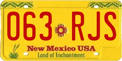 NM license plate 063RJS