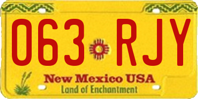 NM license plate 063RJY