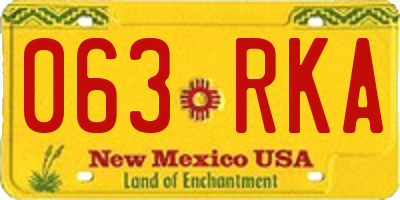 NM license plate 063RKA