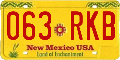 NM license plate 063RKB