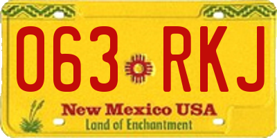 NM license plate 063RKJ