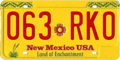 NM license plate 063RKO