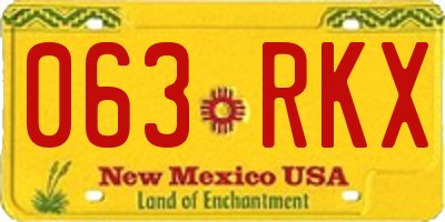 NM license plate 063RKX