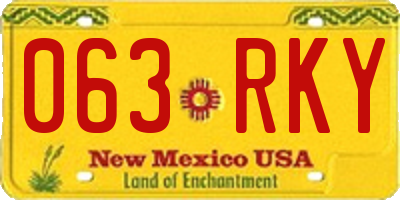 NM license plate 063RKY
