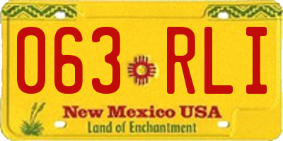 NM license plate 063RLI