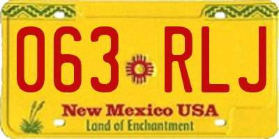 NM license plate 063RLJ