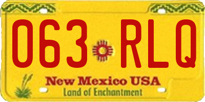NM license plate 063RLQ
