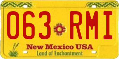 NM license plate 063RMI