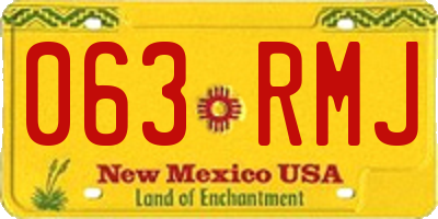 NM license plate 063RMJ