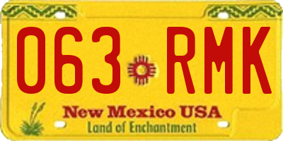 NM license plate 063RMK