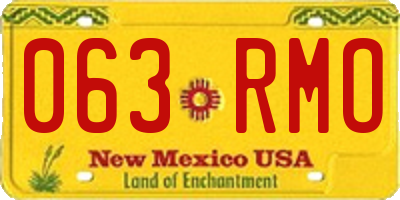 NM license plate 063RMO