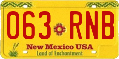 NM license plate 063RNB