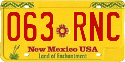 NM license plate 063RNC