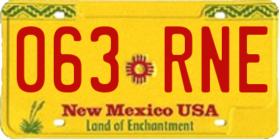NM license plate 063RNE