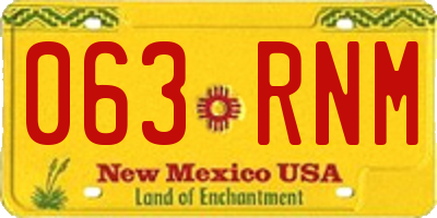 NM license plate 063RNM