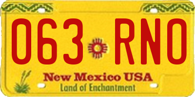 NM license plate 063RNO