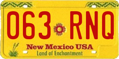 NM license plate 063RNQ