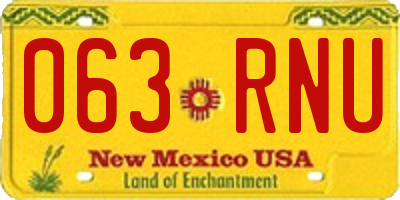 NM license plate 063RNU