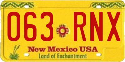 NM license plate 063RNX