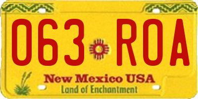 NM license plate 063ROA
