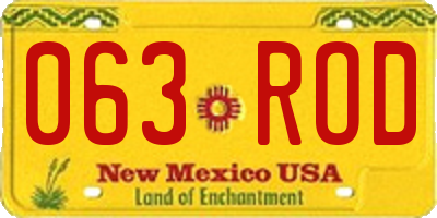 NM license plate 063ROD