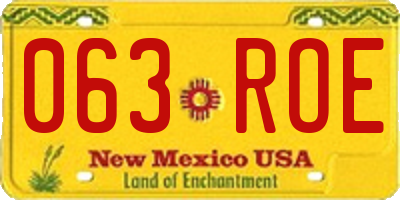 NM license plate 063ROE
