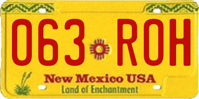 NM license plate 063ROH