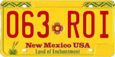 NM license plate 063ROI