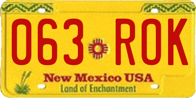 NM license plate 063ROK