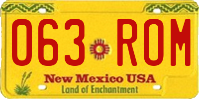 NM license plate 063ROM