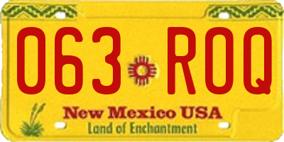NM license plate 063ROQ