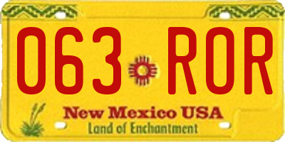 NM license plate 063ROR