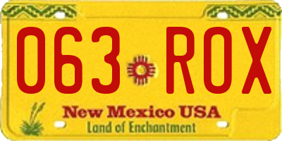 NM license plate 063ROX