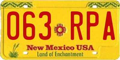 NM license plate 063RPA