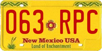 NM license plate 063RPC
