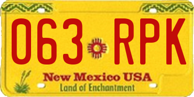 NM license plate 063RPK