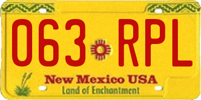 NM license plate 063RPL