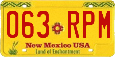 NM license plate 063RPM
