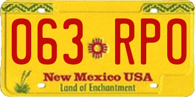 NM license plate 063RPO