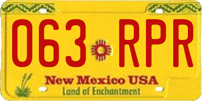 NM license plate 063RPR