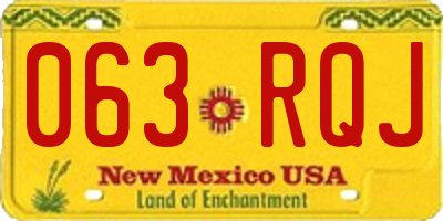 NM license plate 063RQJ