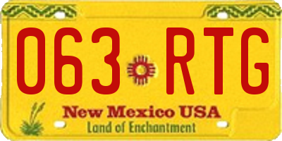 NM license plate 063RTG