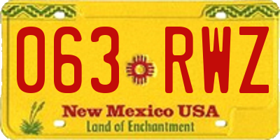 NM license plate 063RWZ