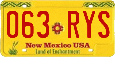 NM license plate 063RYS