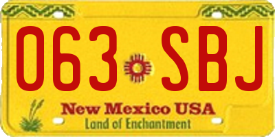 NM license plate 063SBJ