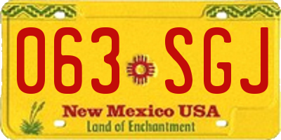 NM license plate 063SGJ